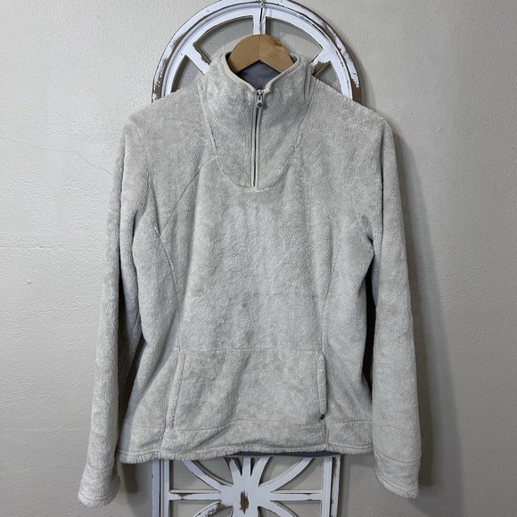 The North Face Tops - The North Face Womens MEDIUM Mossbud Fleece 1/4 Zip Pullover Ivory